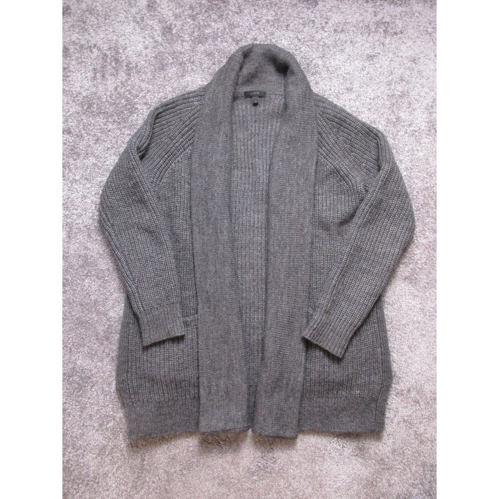 J Crew Womens Open Cardigan Chunky Small Wool Alpaca Gray Oversized Coastal Cozy